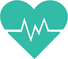 icone vert sur fond transparent représentant un coeur traversé par une onde d'électrocardiogramme